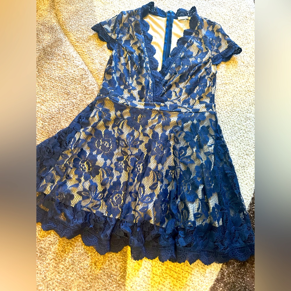 Blue Lace Mini Dress